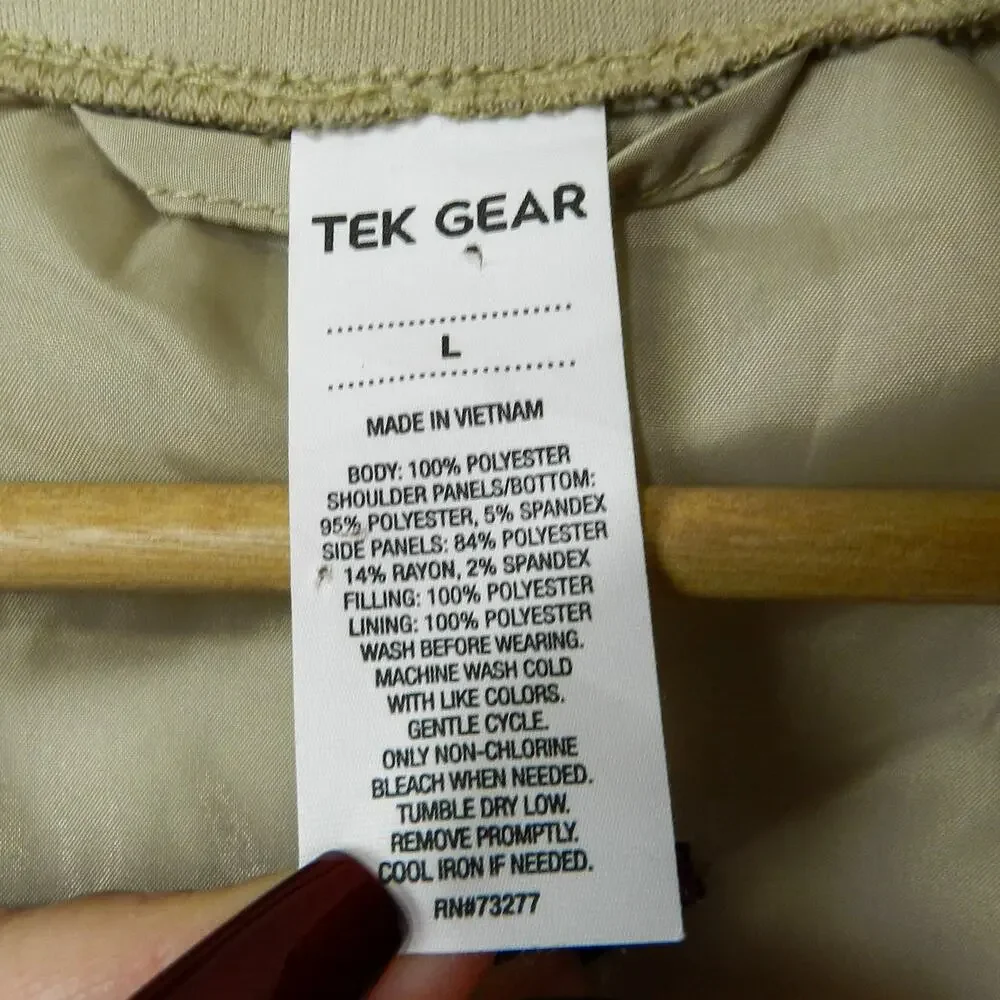 Tek Gear Quilted Vest‎ Size L Beige Fleece Minimalist Athleisure Layering Jacket
